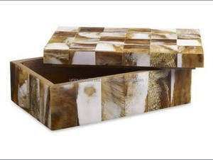 Elegant Handcrafted Animal MDF <b>Keepsake</b> <b>Box</b> with Natural Horn Inlays Curved Lid Jewelry Storage for Gifts & Modern Home Decor - Product Image 5