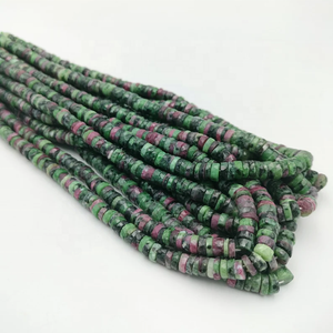 <b>Ruby</b> Zoisite Faceted Tyre Shape Heishi Beads For Jewelry Making 6-6.50mm Wheel Cut Gemstone Wholesale Strands Supplier 16 Inches - Product Image 2