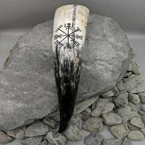 Cuerno para Beber Vikingo Medieval Hecho a Mano, Cuerno Natural de Búfalo con Borde de Latón, Hecho a Mano en India - Product Image 4
