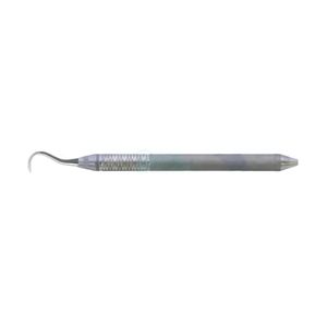 Sonda dental de acero inoxidable de punta única con mango redondo texturizado para uso profesional en odontología de diagnóstico - Product Image 2