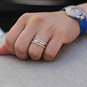 14K Solid Gold Moissanite Half Eternity Wedding Band Single <b>Plain</b> Matching Band Latest Top Brand Design Band Set of 3 Pieces - Product Image 1