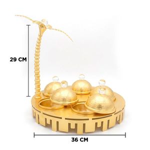 Bandeja de Metal de Lujo para Condimentos con Tapa de Cúpula, Bandeja Decorativa de Alta Gama para Servir en Eventos Árabes, Majlis, Islámicos, Ramadán, Eid, Bodas y Fiestas - Product Image 6