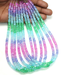 Cuentas redondas lisas de piedra lunar arcoíris natural brillante, 15 pulgadas, 5-8 mm, cuentas de piedras preciosas rosas, azules y verdes, joyería al por mayor - Product Image 1