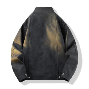 Chaqueta de Cuero PU con Tinte Degradado para Hombre, Manga Larga, Resistente al Viento, Estilo Otoñal, para Motocicleta - Product Image 6