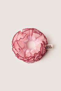 Coletero de Tela con Volantes Rosados, Estilo Dulce, Accesorio para el Cabello de Mujer, 12 cm, Buena Elasticidad - Product Image 1
