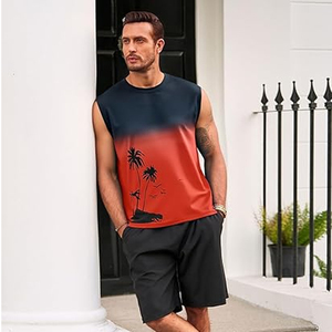 เสื้อกล้ามผู้ชาย ผ้าถักเนื้อแน่น ระบายอากาศได้ดี ผลิตจากโพลีเอสเตอร์/คอตตอน เป็นมิตรต่อสิ่งแวดล้อม แห้งเร็ว สวมใส่สบาย คอกลม แขนกุด เหมาะสำหรับเล่นกีฬา ใส่เที่ยวทะเลในช่วงฤดูร้อน - Product Image 6