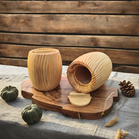 Baril en bois poli de 250 ml avec couvercle et poignée, design 'Love', étanche, artisanat naturel 100% fait main, créations Omar pour le miel