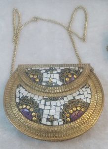 Bolso de Lujo con Diseño Floral y Espejo Kundan, Bolso de Mano para Mujer, para Bodas y Fiestas, Bolso de Hombro de Diseñador, Boutique Premium - Product Image 2