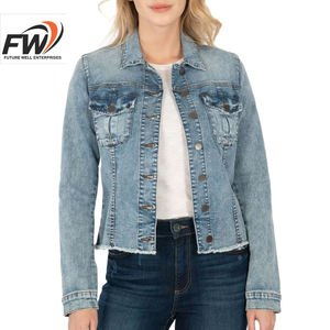 Chaqueta de Mezclilla para Mujer OEM, Chaqueta de Mezclilla Lavada de Alta Calidad, Tejido Transpirable, Logotipo Personalizado OEM Disponible, Precio Accesible - Product Image 1