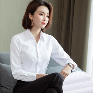 โพลีเอสเตอร์ 60% ผ้าฝ้าย 40% เสื้อเชิ้ตแขนยาวผู้หญิงแบบคลาสสิกติดกระดุมทรงเข้ารูปเสื้อทำงานสำหรับผู้หญิง - Product Image 2