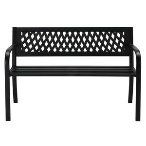 Banco de hierro con respaldo de malla de PVC negro de 47 pulgadas para uso en patio - Product Image 1