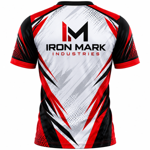 Camiseta de poliéster sublimada personalizada Iron Mark para hombre, transpirable, de manga corta, uniforme de equipo con detección de aguja de fusión sin costuras - Product Image 3