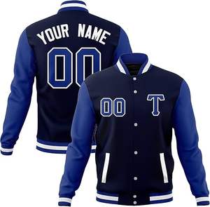 Chaquetas de Béisbol Personalizadas al por Mayor, Uniformes Universitarios de Algodón Premium Bordados con Nombre y Número Impresos Digitalmente, Chaquetas para Hombre - Product Image 4