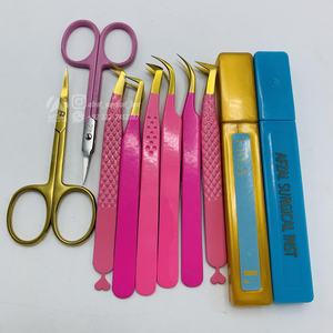 2025 pince à épiler d'extension de cils en acier inoxydable pointu de haute qualité personnalisé or rose diamant poignée Volume de fibre marque privée - Product Image 2