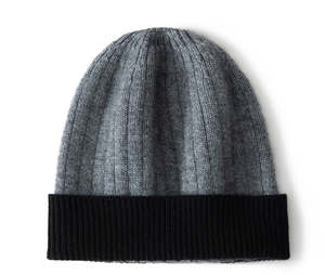 Customizable <b>Wool</b> Rib Knit Two Tone Cuffed Beanie Soft Warm Stretch Winter Hat Custom Logo Factory Price Wholesale - Product Image 1