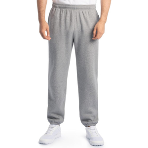 Pantalon de jogging décontracté pour homme en coton gris, taille élastique avec cordon de serrage, respirant et léger, idéal pour l'été - Product Image 1