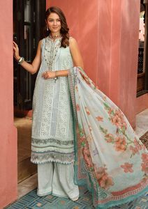 Vestidos de fiesta de boda personalizados para mujer, atractivos trajes Shalwar Kameez de estilo indio, vestido bordado de tela Lawn y Dupatta de malla. - Product Image 4