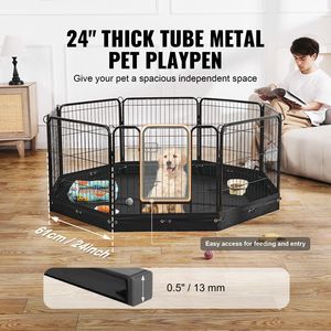Parc pour chien en métal extensible à 8 panneaux, 24 x 24 pouces, pliable, avec porte et sac de rangement - Product Image 2