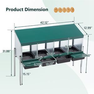 Green 4-Hole Chicken <b>Nest</b> with Legs and Cover <b>Protective</b> Animal Cage for Eggs - Product Image 2