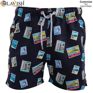 Vente en gros de shorts de bain décontractés pour hommes avec impression personnalisée tissu recyclé à séchage rapide 100% shorts de plage en polyester anti-rides - Product Image 6