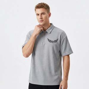 Chemise en tricot à manches courtes surdimensionnée pour homme, gris uni, coupe décontractée, teinture unie, 100% coton - Product Image 3