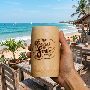 Vaso de Bambú Natural y Sostenible de 400 ml, con Pajitas y Logotipo, para Café/Bebidas, Diseño Clásico Ecológico, Superventas - Product Image 1