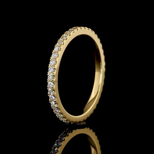 Anillo de compromiso y boda de media eternidad con diamantes cultivados en laboratorio de corte redondo de moda en oro de 10K/14K/18K y plata 925/935 - Product Image 3