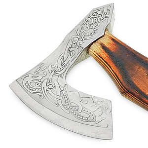 Tomahawks à tête gaufrée en acier inoxydable à haute teneur en carbone 1095, qualité industrielle, avec manche en bois pour le camping, la découpe en extérieur et le bricolage - Product Image 4