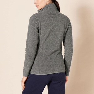 Veste polaire zippée intégrale pour femme, gris uni, col montant, manches longues, respirante, en polyester tricoté, imperméable, légère, hiver - Product Image 2