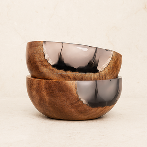 Bols en bois et résine polis faits à la main, très vendus, durables, style américain, bols décoratifs pour fruits et salades, articles de cuisine - Product Image 5