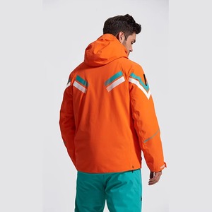 Chaqueta de esquí y snowboard para hombre, impermeable, cortavientos, con bloques de color naranja, azul real, negro, verde azulado y blanco, con capucha y faldón antipolvo Gore-Tex - Product Image 3