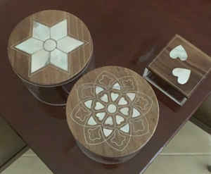Acacia Wood Tray Mother of Pearl & Acrylic <b>Jar</b> or Box Tray Set for Giveaway in Ramadan and EId by United Trade World - Product Image 2