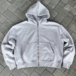 Ensemble de survêtement pour homme en molleton de coton avec strass, comprenant un sweat à capuche et un short, couleur unie, respirant, coupe ample, tenue chaude pour l'hiver - Product Image 4
