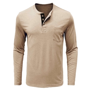 T-shirt pour homme à manches longues avec boutons sur le devant, personnalisable, coton respirant de haute qualité, vêtements décontractés pour homme, t-shirt pour l'automne - Product Image 5