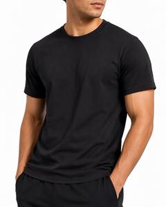 Camiseta Casual de Manga Corta para Hombre, Corte Regular, Cuello Redondo, Color Sólido, Personalizable, Mezcla de Poliéster/Algodón, Transpirable, Secado Rápido, Logotipo Frontal - Product Image 1