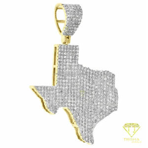 Colgante de Mapa con Diamantes de Moissanita de Lujo, Plata de Ley 925, Acabado en Oro de Dos Tonos, Joyería de Moda con Incrustaciones de Diamantes - Product Image 3
