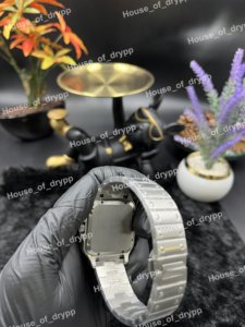 Reloj de Pulsera de Lujo con Caja Cuadrada con Incrustaciones de Diamantes Moissanite, Movimiento Automático, Números Romanos, Acero Inoxidable - Product Image 2