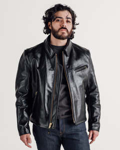 Premium Men's Black Genuine Leather Winter Moto Jacket <b>Turn</b>-down Collar Zipper Closure Regular Fit Front OEM Service Trend Style - Product Image 1