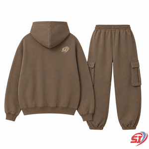 Conjunto de Sudadera y Pantalones Deportivos para Hombre, 100% Algodón, Estilo Casual Otoñal, con Capucha, Lavado, Color Sólido, Marca Privada, OEM, Venta al Por Mayor - Product Image 2