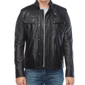 Hot Selling Premium Design Men's <b>Winter</b> <b>Leather</b> <b>Jacket</b> Stand Collar Front Logo Waterproof Windproof Breathable Canvas High - Product Image 1