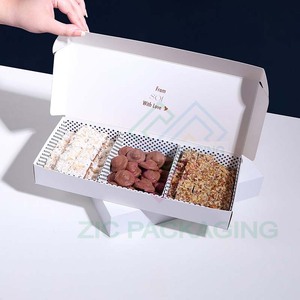 Sinh thái thân thiện tùy chỉnh bánh bao bì Pastry <span class=keywords><strong>cupcake</strong></span> Crepe Cookie Biscuit sô cô la Brownie giấy đóng gói hộp với ngăn - Product Image 5