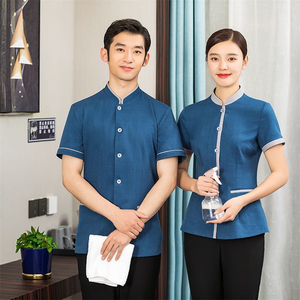 Uniformes personnalisés pour le personnel hôtelier en spandex/polyester uni à manches longues unisexes toutes saisons, design de logo personnalisé, vêtements confortables - Product Image 1