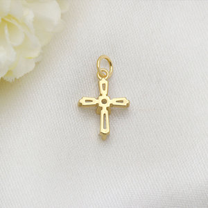 Pendentif Croix en Argent Sterling 925 Plaqué Or avec Zircon Cubique pour la Fabrication de Bijoux DIY - Vente en Gros - Product Image 4