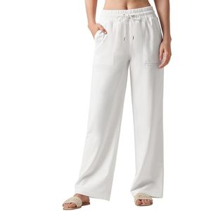 Pantalons pour femmes, pantalons palazzo décontractés à jambes larges, en coton, pantalons de plage d'été avec poches - Product Image 1