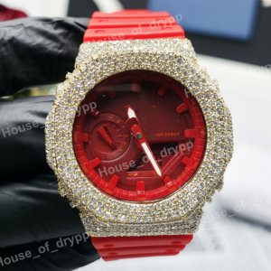 Montre à cadran rond en argent 925 avec bracelet en caoutchouc - Montre numérique - analogique pour unisexe, usage quotidien - Product Image 1