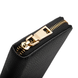 Cartera de Cuero con Cierre, Minimalista, Tipo Clutch para Mujer, Uso Diario, Textura Granulada Negra - Product Image 5
