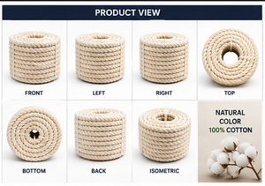 Corde en coton naturel torsadée 100% coton, résistante, douce, biodégradable, adaptée aux travaux manuels, fabriquée selon des normes de qualité - Product Image 6