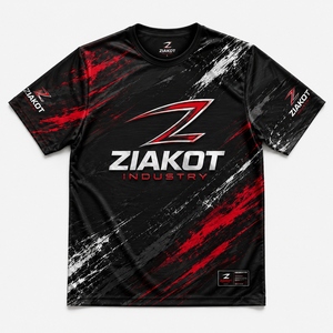 ZIAKOT Men's Red Flame Print Sublimated Crew Neck Short Sleeve Moisture Wicking Performance <b>T</b>-<b>Shirt</b> - Product Image 3