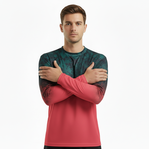 Vêtements de pêche à manches longues respirants et à séchage rapide, 100% polyester, motif cœur personnalisable, chemise décontractée d'été pour hommes - Product Image 1