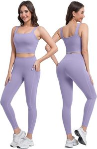 Top Trending Bnice Solid <b>Lace</b> Women's Yoga Leggings 2-Piece Set High Waist Seamed Breathable Spandex/Nylon Butt Lift Fitness - Product Image 3